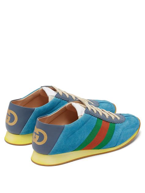 blue suede Gucci sneakers